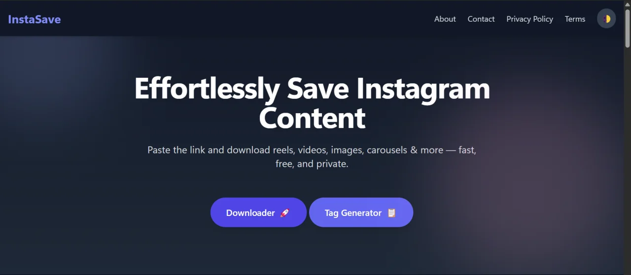 InstaSave - Instagram Downloader & Tag Gen PHP Script — screenshot 3