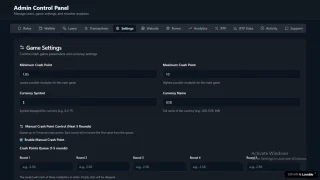 Crash Game Node.js Realtime Engine + Advanced RTP Control + Wallet & Referral System (Full Admin Panel)