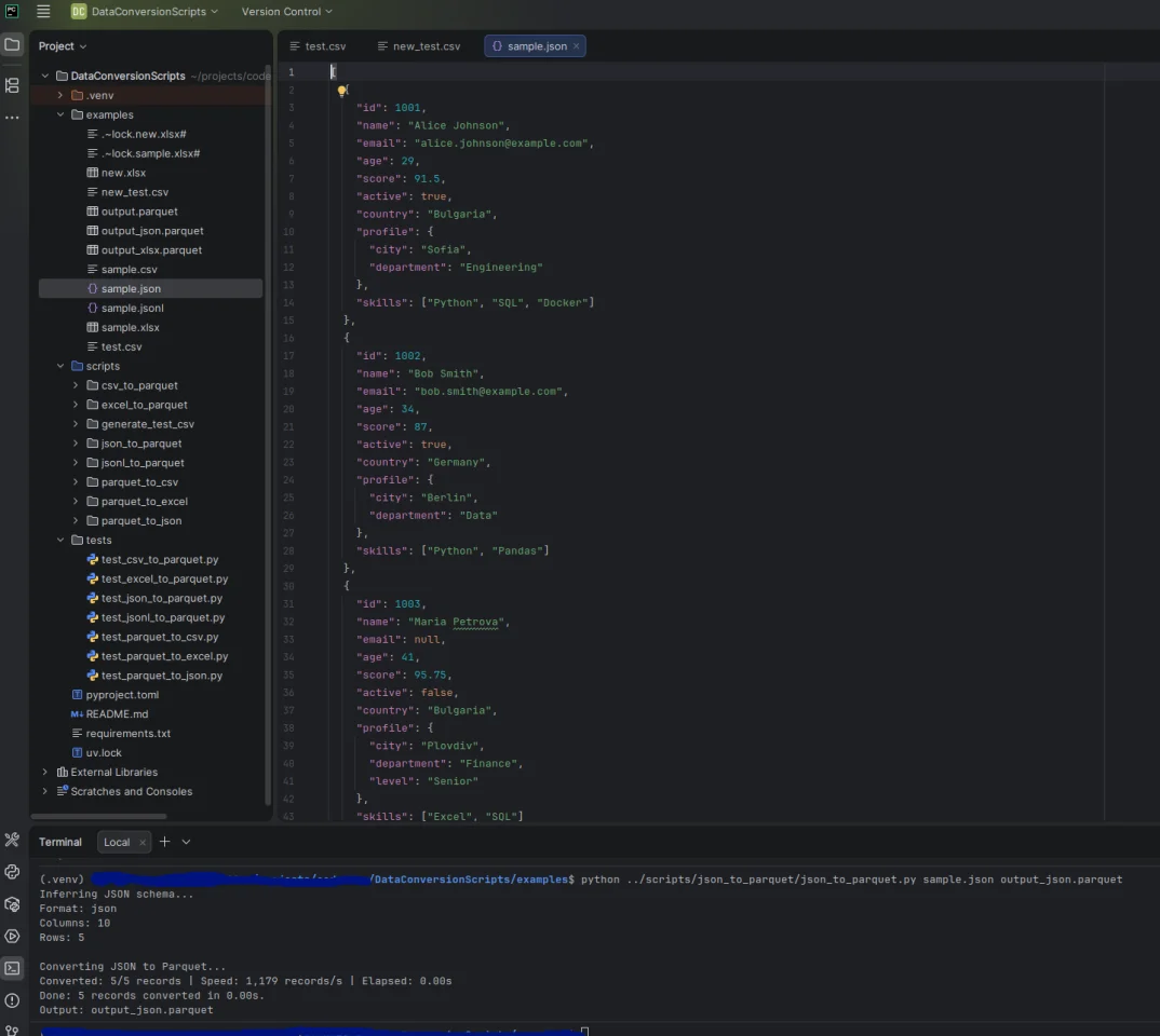 Parquet Conversion CSV, Excel, JSON & JSONL — screenshot 6