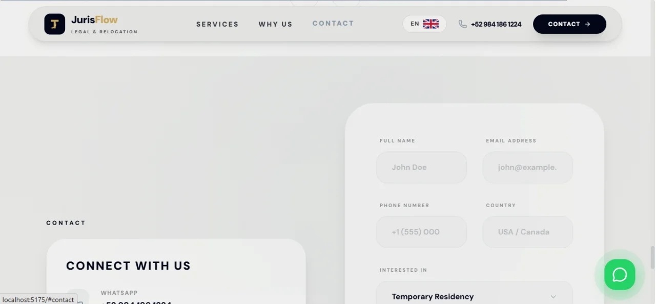 JurisFlow Legal - Premium Corporate & Relocation Law Landing Page — screenshot 3