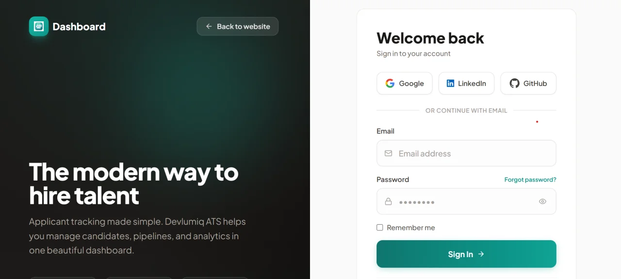 Devlumiq ATS - Full Stack Applicant Tracking System - Next.js 15, React, TypeScript, Prisma — screenshot 5