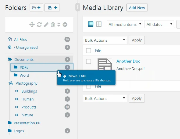 WordPress Real Media Library: Media Library Folder & File Manager for Media Management — screenshot 5