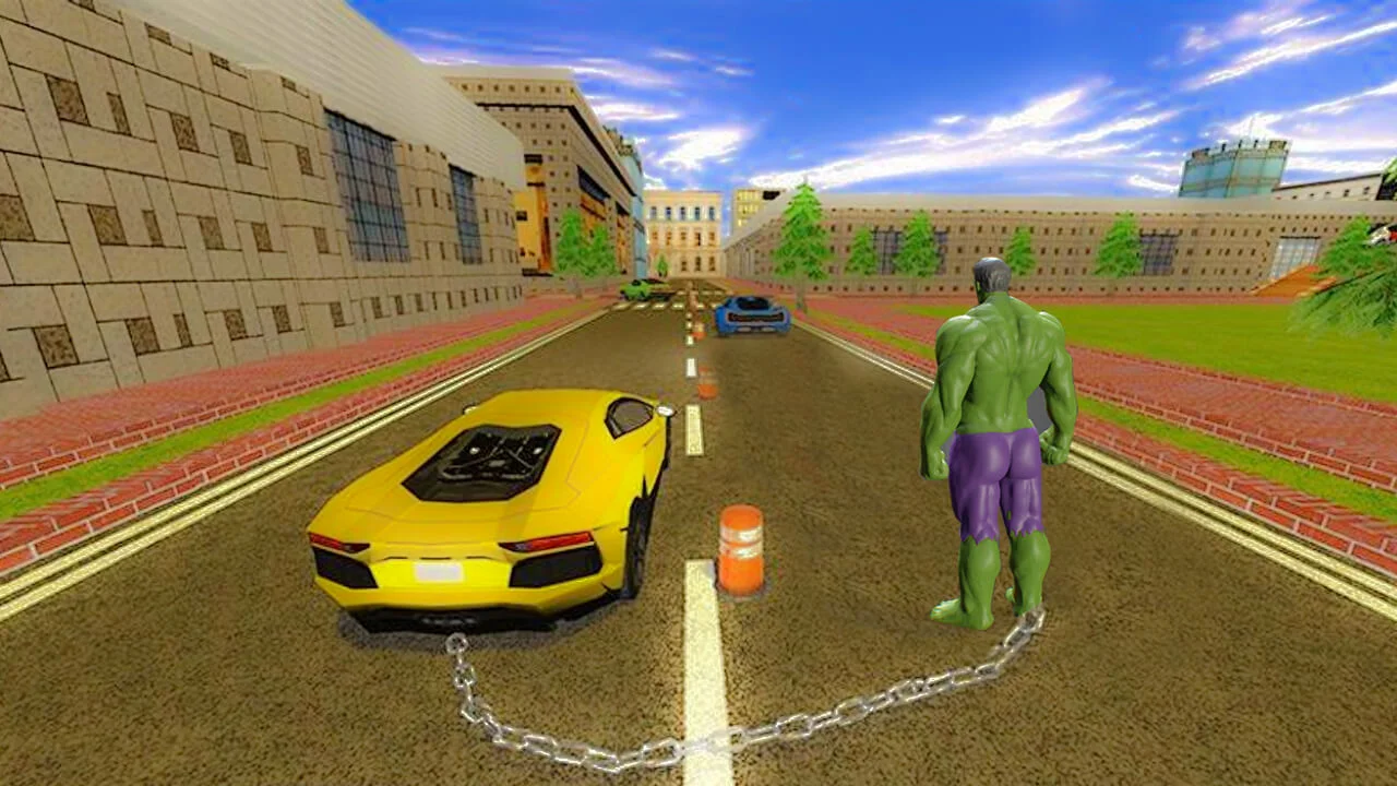Incredible Hulk vs Chain Car Racing 3D Stunt 2k21 — screenshot 2