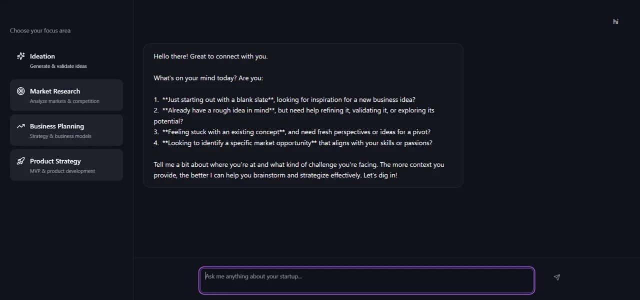 Startup Helper and Market Strategist — screenshot 2