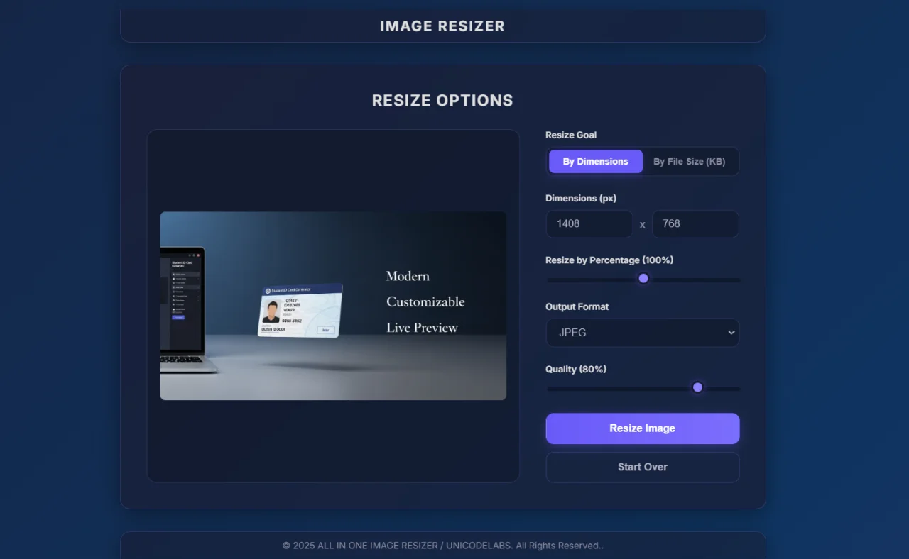 All in One Image Resizer — screenshot 2