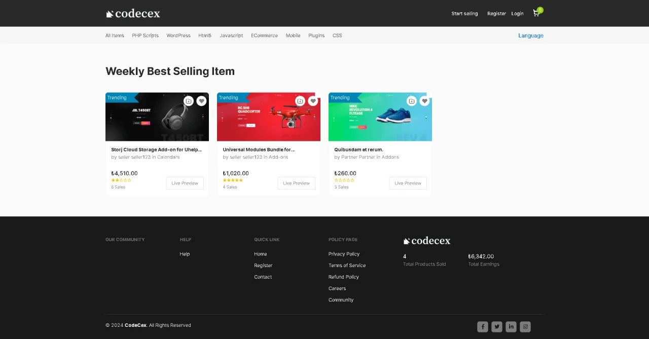 Codecex Code and Template Digital Marketplace — screenshot 5