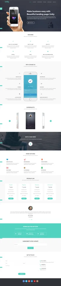 Unity Responsive App Landing Page Template — screenshot 1