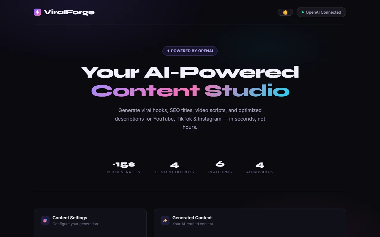 ViralForge: Ultimate AI Content Studio: — screenshot 1