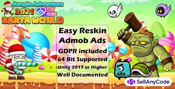 Super Jungle Adventure Santa World 2021 - Full Unity Game GDPR AdMob Ads