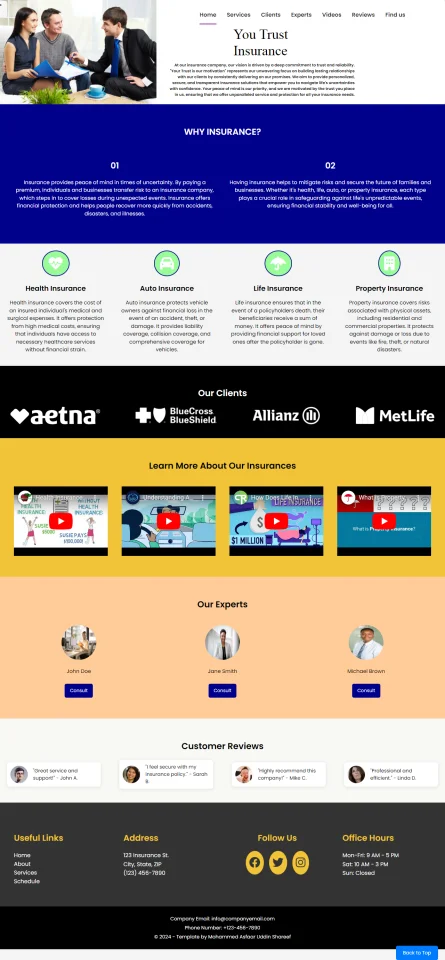 Insurance Website (Single Page) Template — screenshot 4