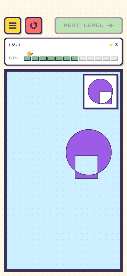 Overlapse - XOR Shape Puzzle Game | Android (Kotlin + Jetpack Compose) — screenshot 2