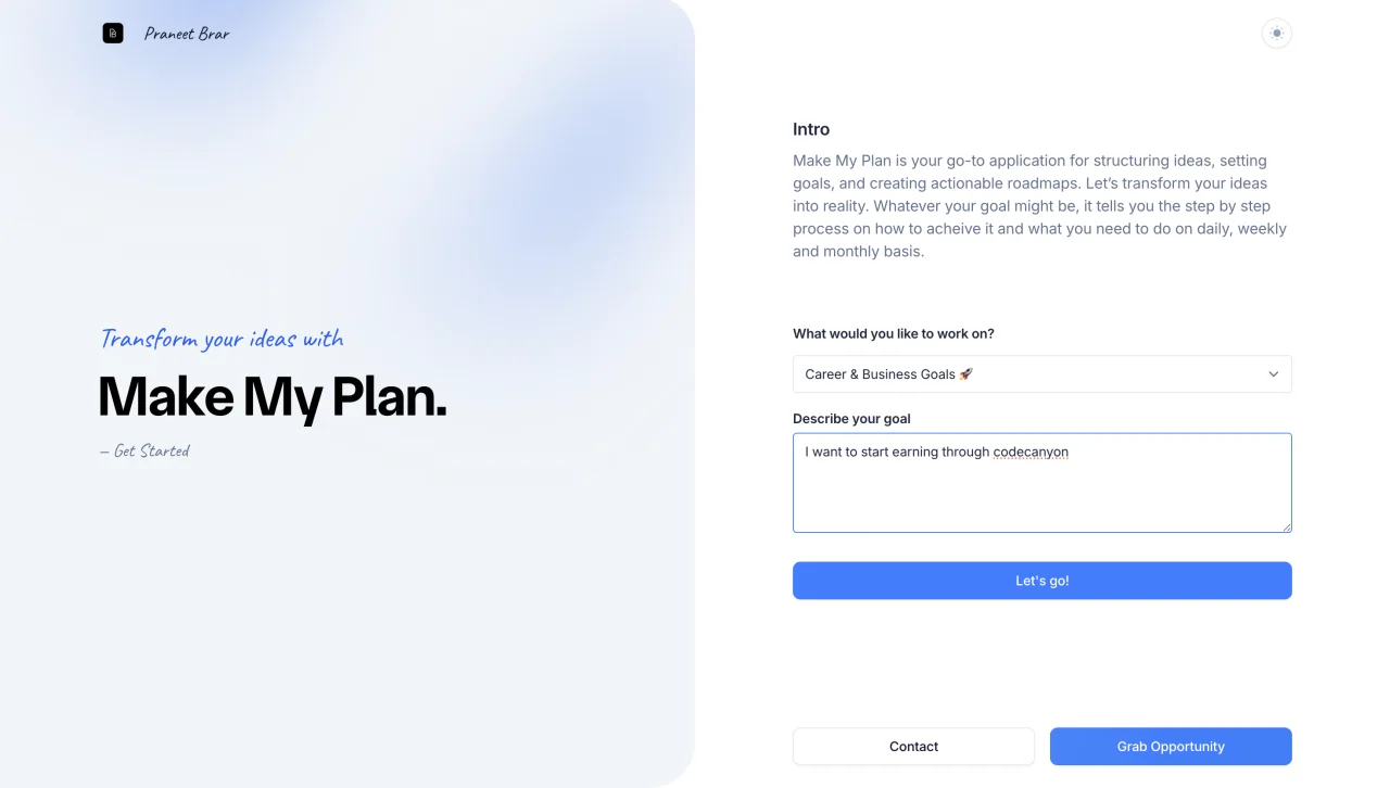 Make My Plan | Goal Planning Application — screenshot 1