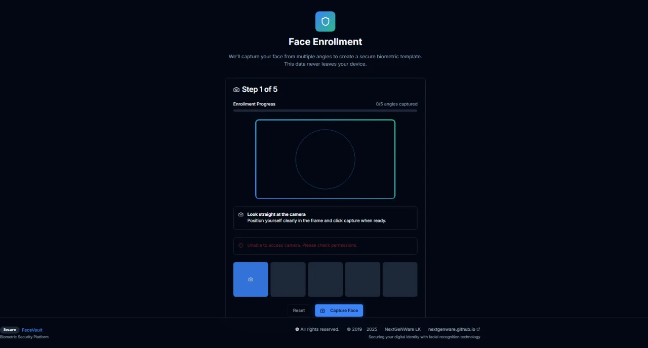 FaceVault - Secure Face Recognition Authentication System — screenshot 4