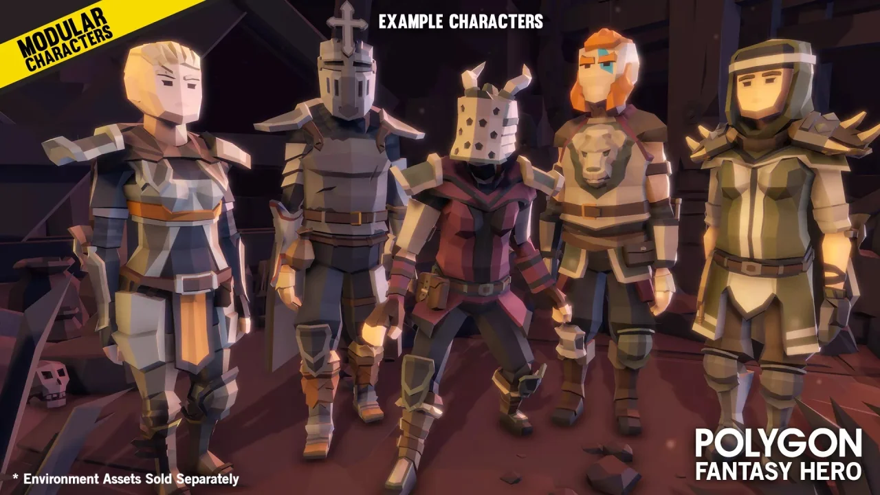 POLYGON Modular Fantasy Hero Characters - Low Poly 3D Art by Synty — screenshot 3