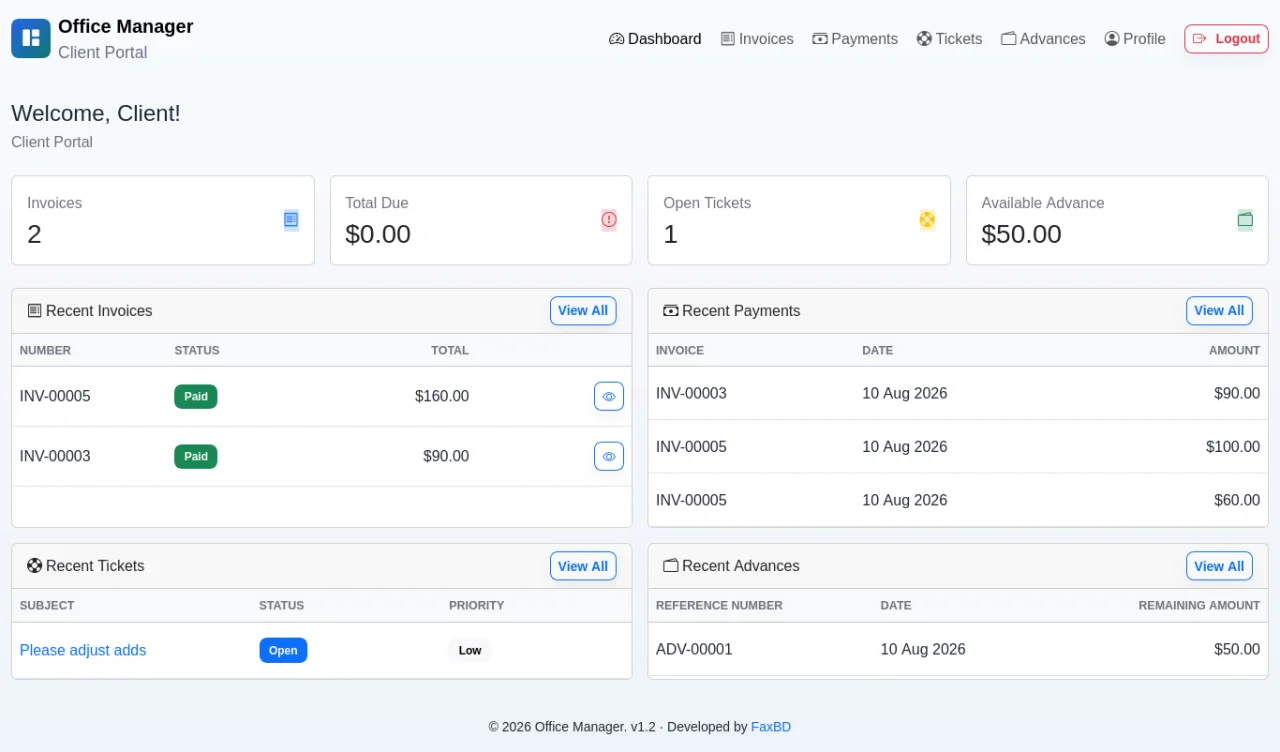 OpsHub - Office Manager with Invoicing, HR & Client Portal Suite — screenshot 3