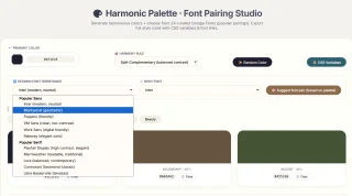 Harmonic Palette Studio Color & Font Tool