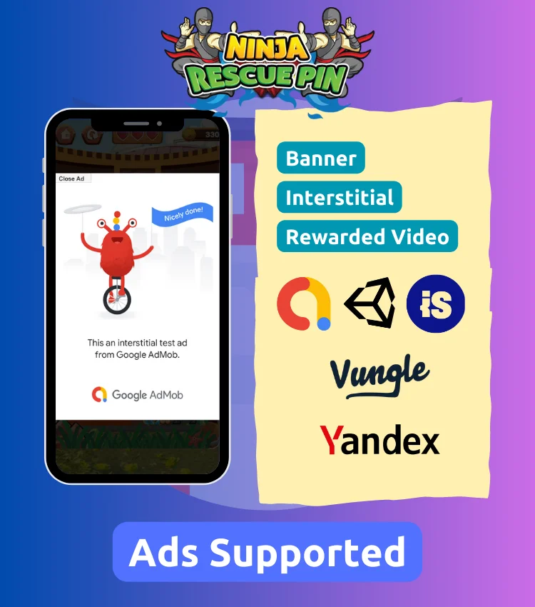 Ninja Rescue Pin - Android Unity Puzzle Pull Pin - Multiple Ads Support — screenshot 4