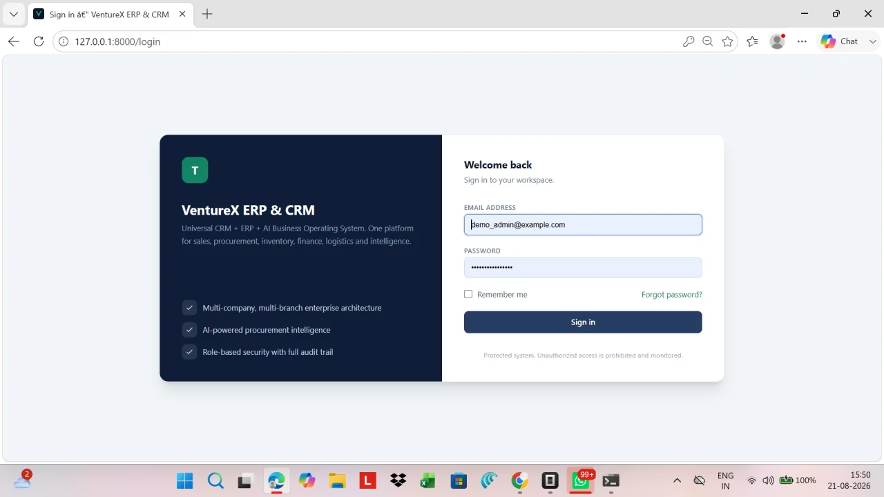 VentureX ERP & CRM AI-Powered Business Operating System — screenshot 5