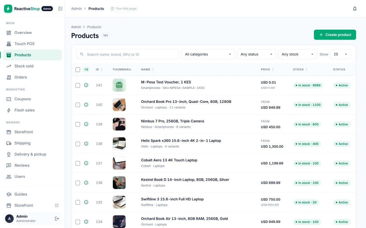Reactive Shop Laravel eCommerce Store with Touch POS & Multi-Payment — screenshot 5