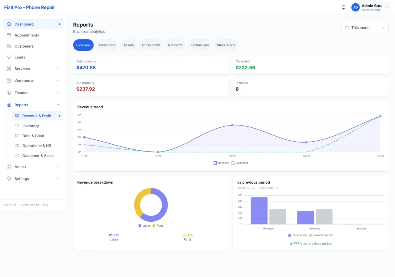 RepairFlow Repair & Service Shop Management System | Laravel Livewire & PWA — screenshot 10