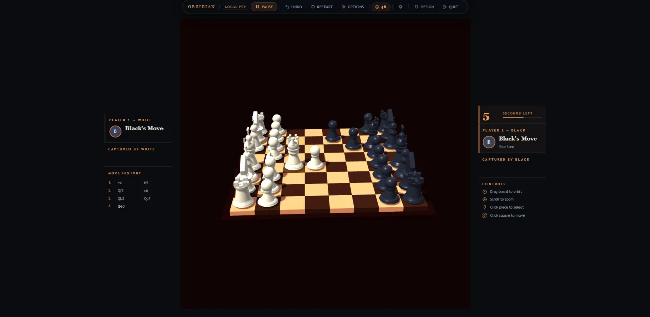 Obsidian Chess | 3D HTML5 Multiplayer Chess Game — screenshot 5