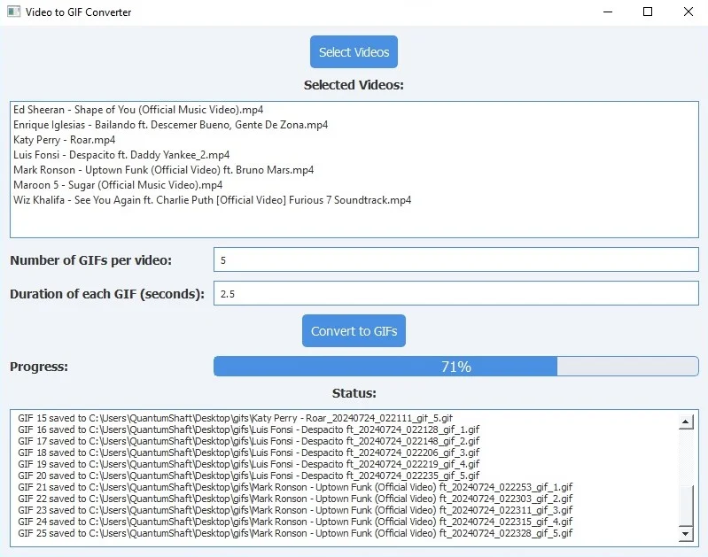 Unlimited Batch Video to GIFs Converter — screenshot 2