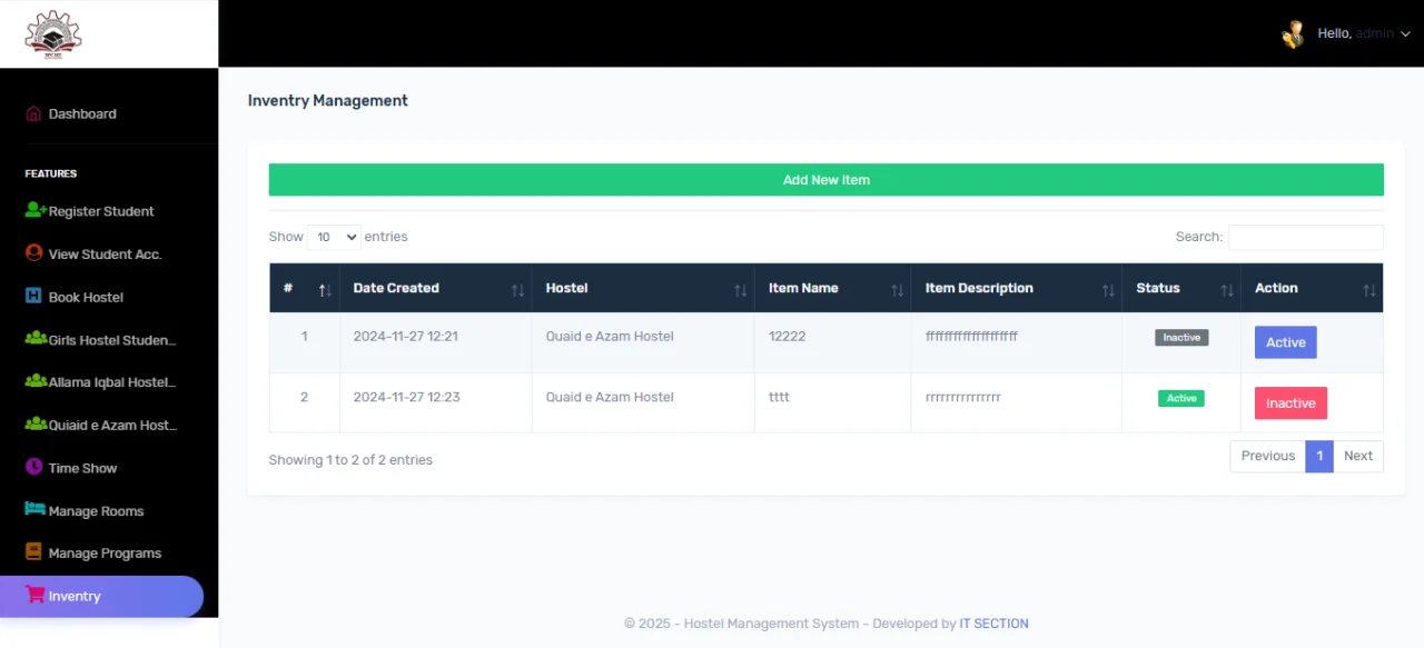Hostel Management System for University College Hostels — screenshot 6