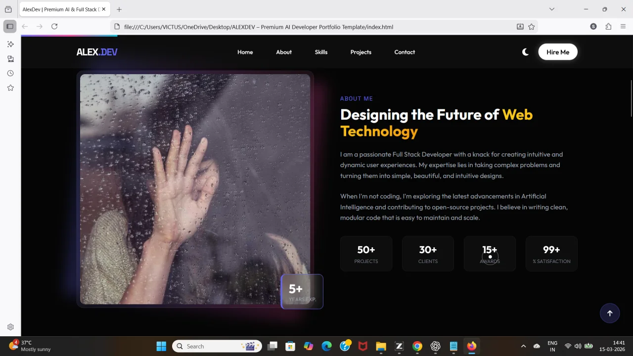 ALEXDEV Premium AI Developer Portfolio Template — screenshot 2