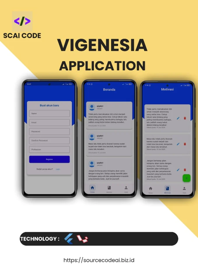 VIGENESIA Inspiration Sharing App — screenshot 1