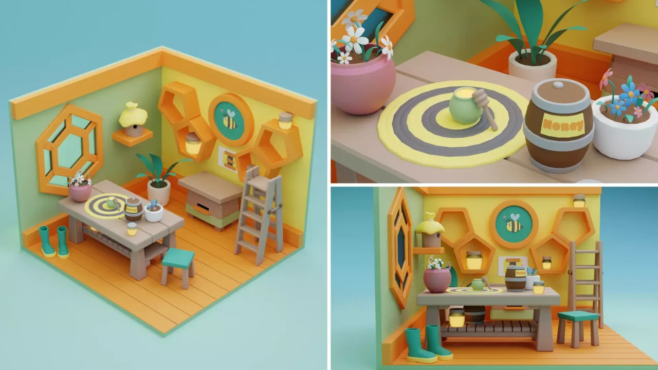 Low Poly Cartoon Profession Rooms — screenshot 2