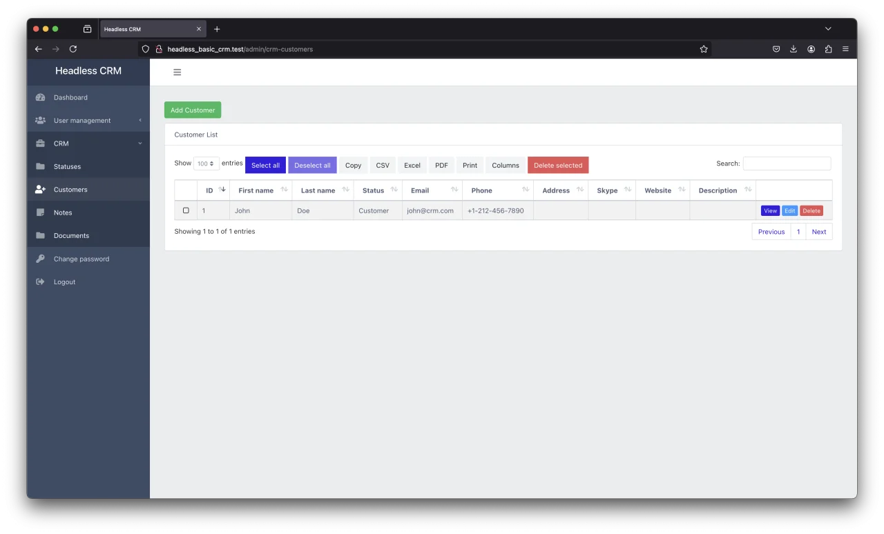 Headless CRM — screenshot 2