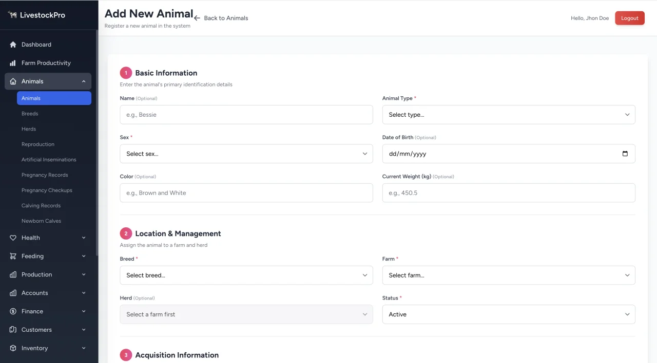LivestockPro ERP Livestock Farm Management System — screenshot 7