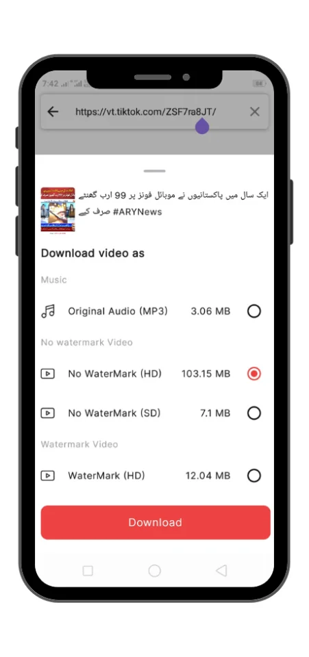TikTok Video Downloader - TikTok Videos Without Watermark & MP3 | AdMob, Firebase, JETPACK COMPOSE — screenshot 3
