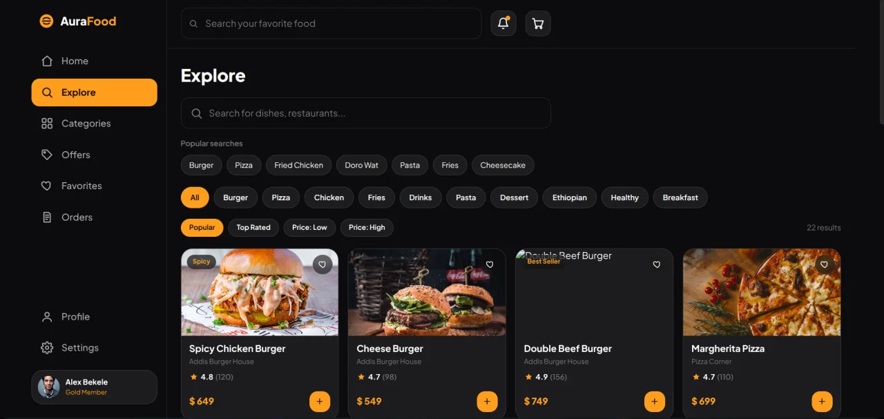 AuraFood - Restaurant & Food Delivery Web UI Kit — screenshot 3