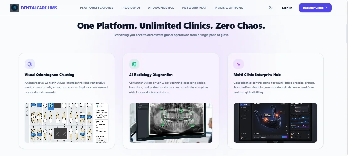 DentalCare HMS Multi-Clinic Hospital & Dental Practice Management SaaS — screenshot 1