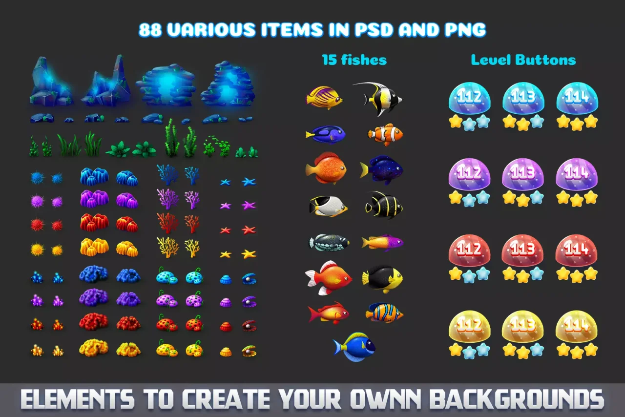 MK Bubble Shooter Kit Underwater Pop Game Template — screenshot 4