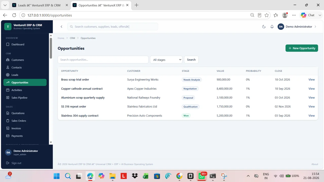 VentureX ERP & CRM AI-Powered Business Operating System — screenshot 6