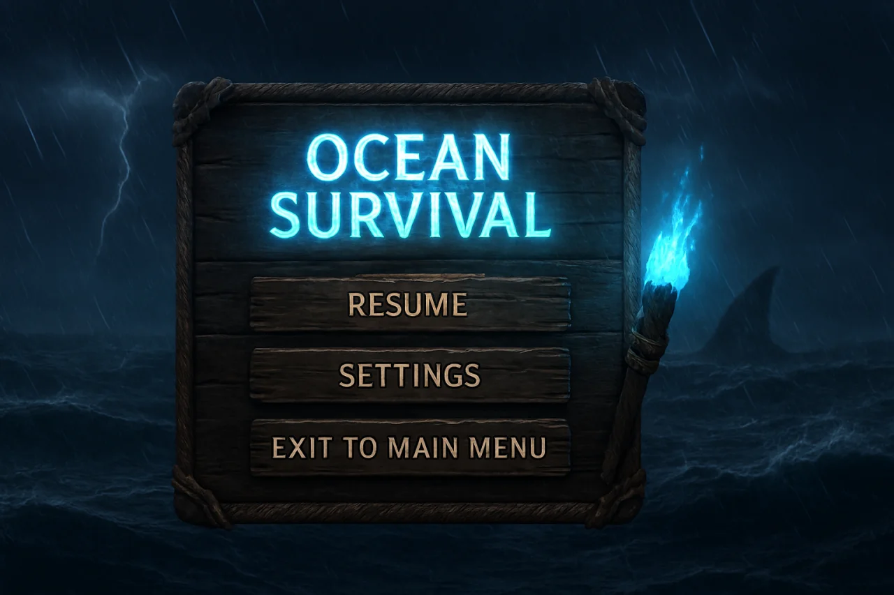 Ocean Survival Crypto Game - Raft, Megalodon & Blue Torch Adventure — screenshot 2