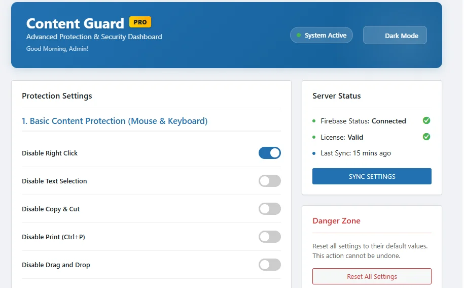 Content Guard - Ultimate WordPress Protection — screenshot 2