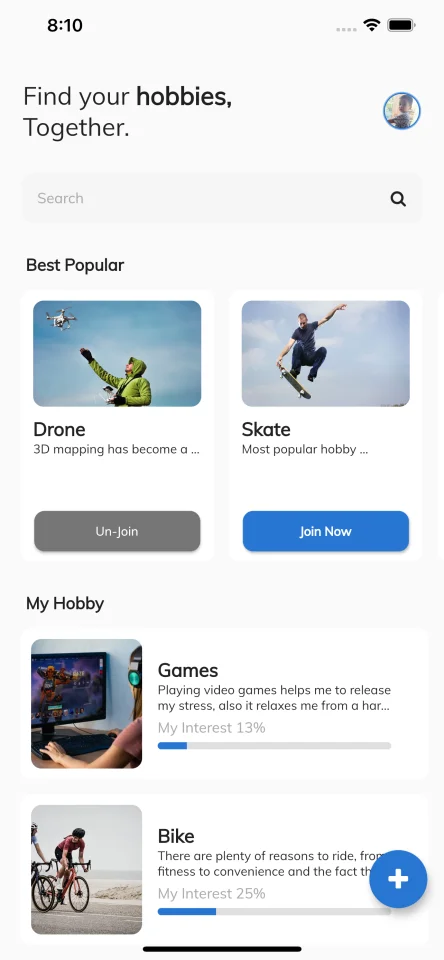Hobbies - Social Full Flutter v.2.10 App with Chat | Web Admin Panel | GetX | Hive — screenshot 1