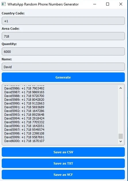 WhatsApp Phone Numbers Generator — screenshot 1