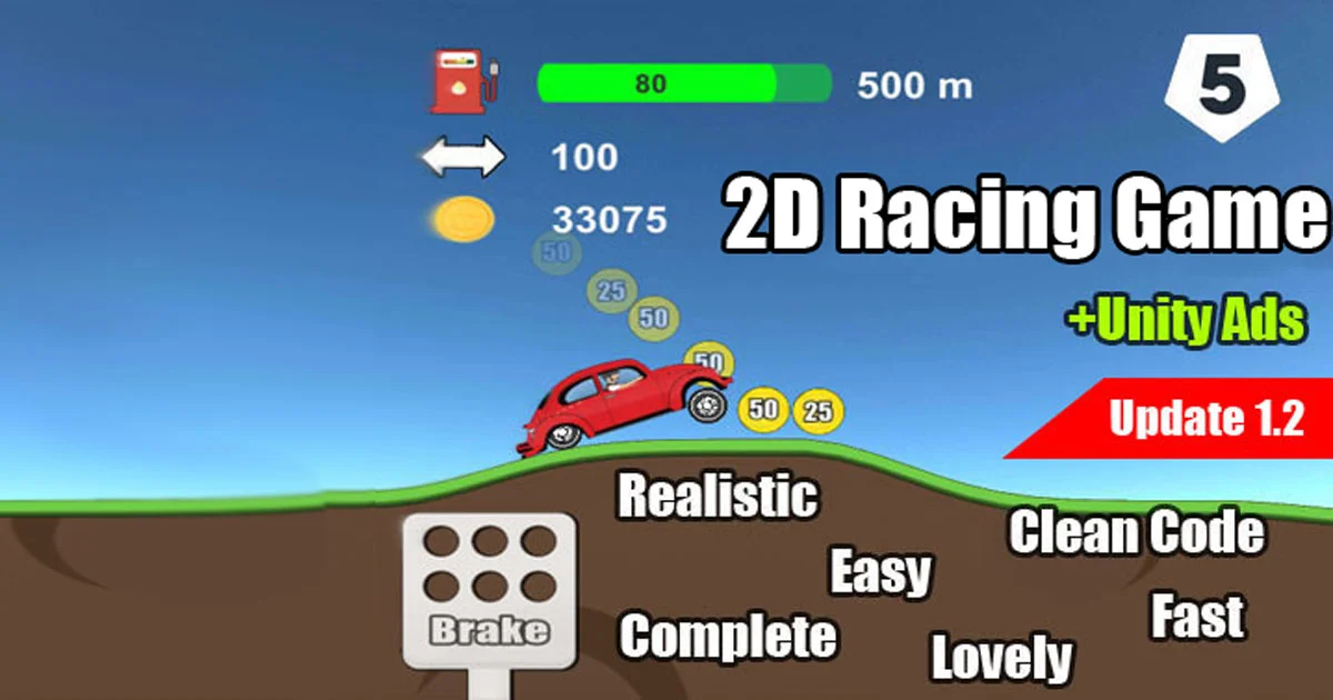 2D Racing Game 2022 - Unity Hill Climbing Racing — screenshot 1