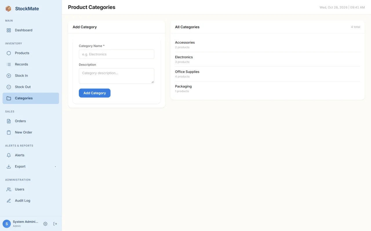 StockMate Inventory, Stock & Sales Management System (Flask + Python) — screenshot 6