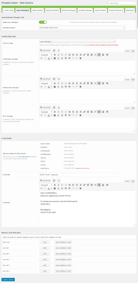 PrivateContent - Mail Actions Add-on — screenshot 2