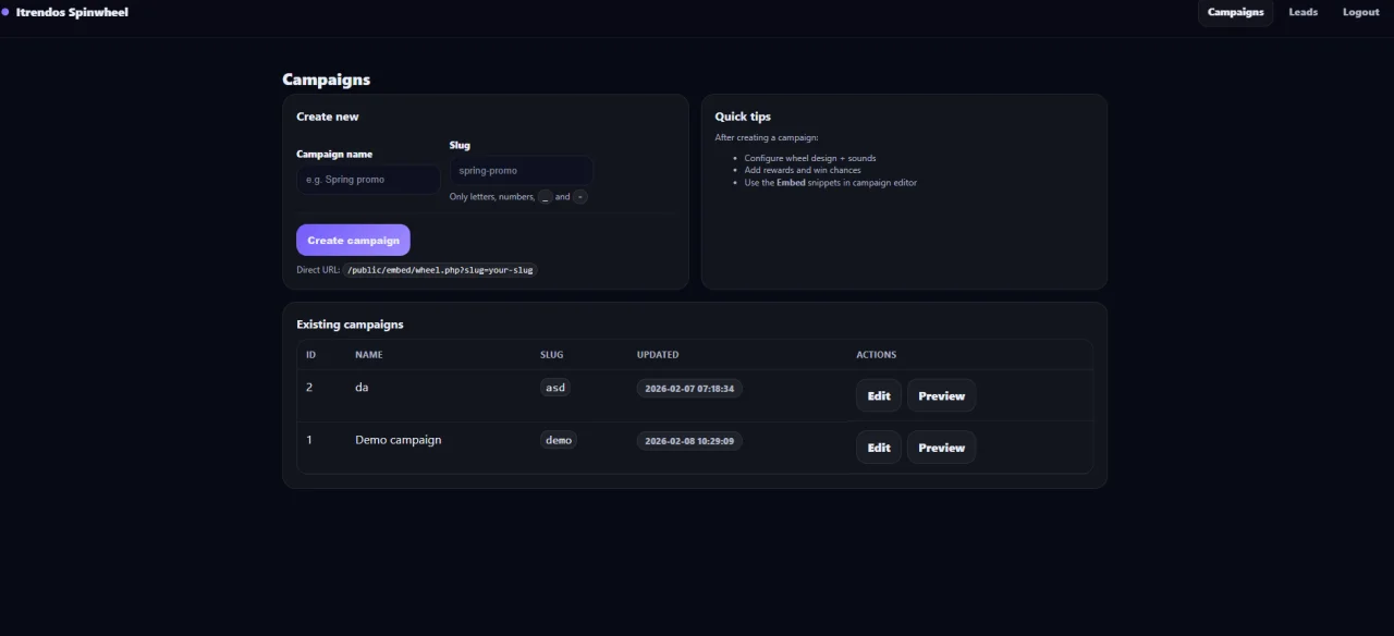 Spin & Win Wheel Email Lead Capture & Conversion Tool (Self-Hosted) — screenshot 3