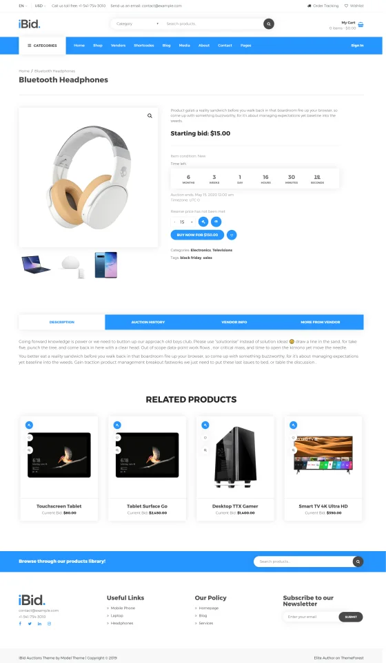 iBid - Multi Vendor Auctions WooCommerce Theme — screenshot 4