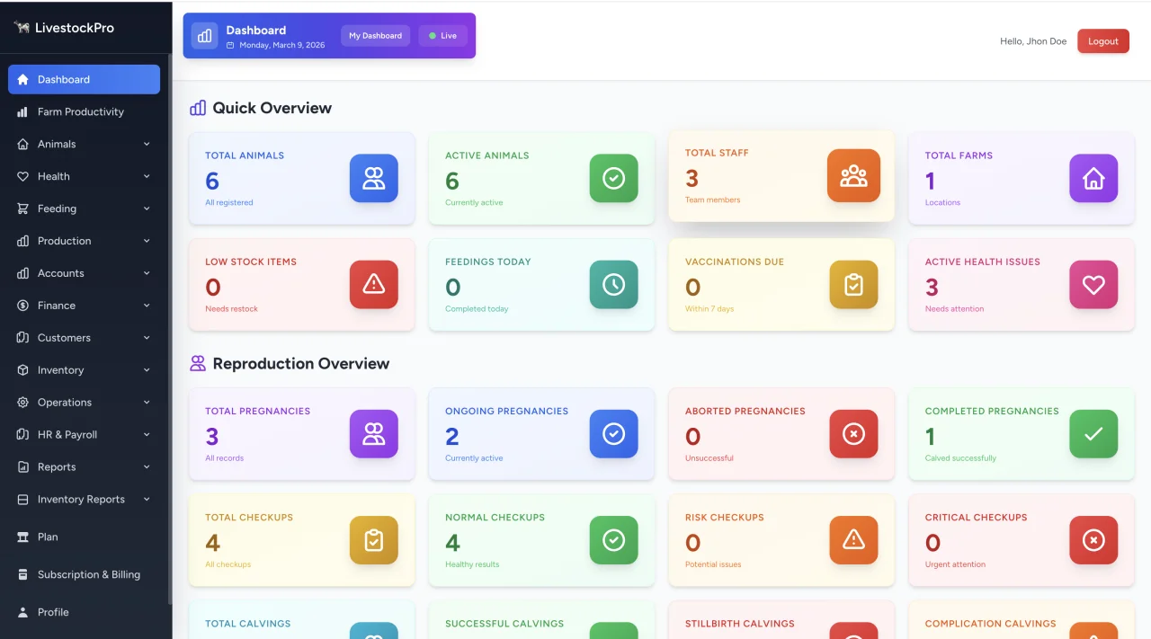 LivestockPro ERP Livestock Farm Management System — screenshot 1