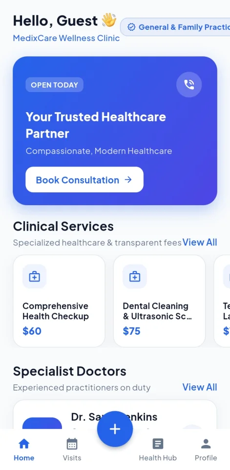 MedixClinic - Clinic & Doctor Appointment Booking Flutter App with Admin Panel — screenshot 1