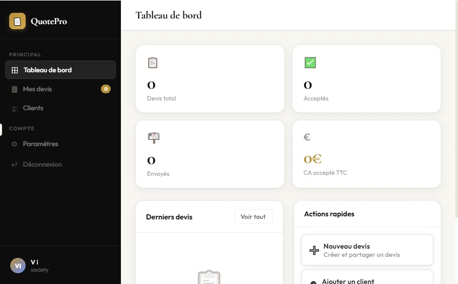 QuotePro Gnrateur De Devis Professionnel (SaaS HTML) — screenshot 2