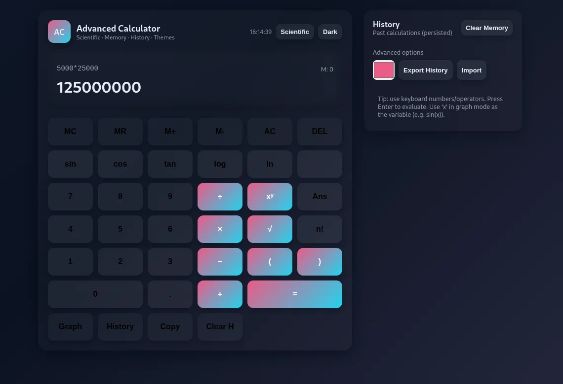 Advanced Calculator Modern Web-Based Scientific & Graphing Calculator — screenshot 2
